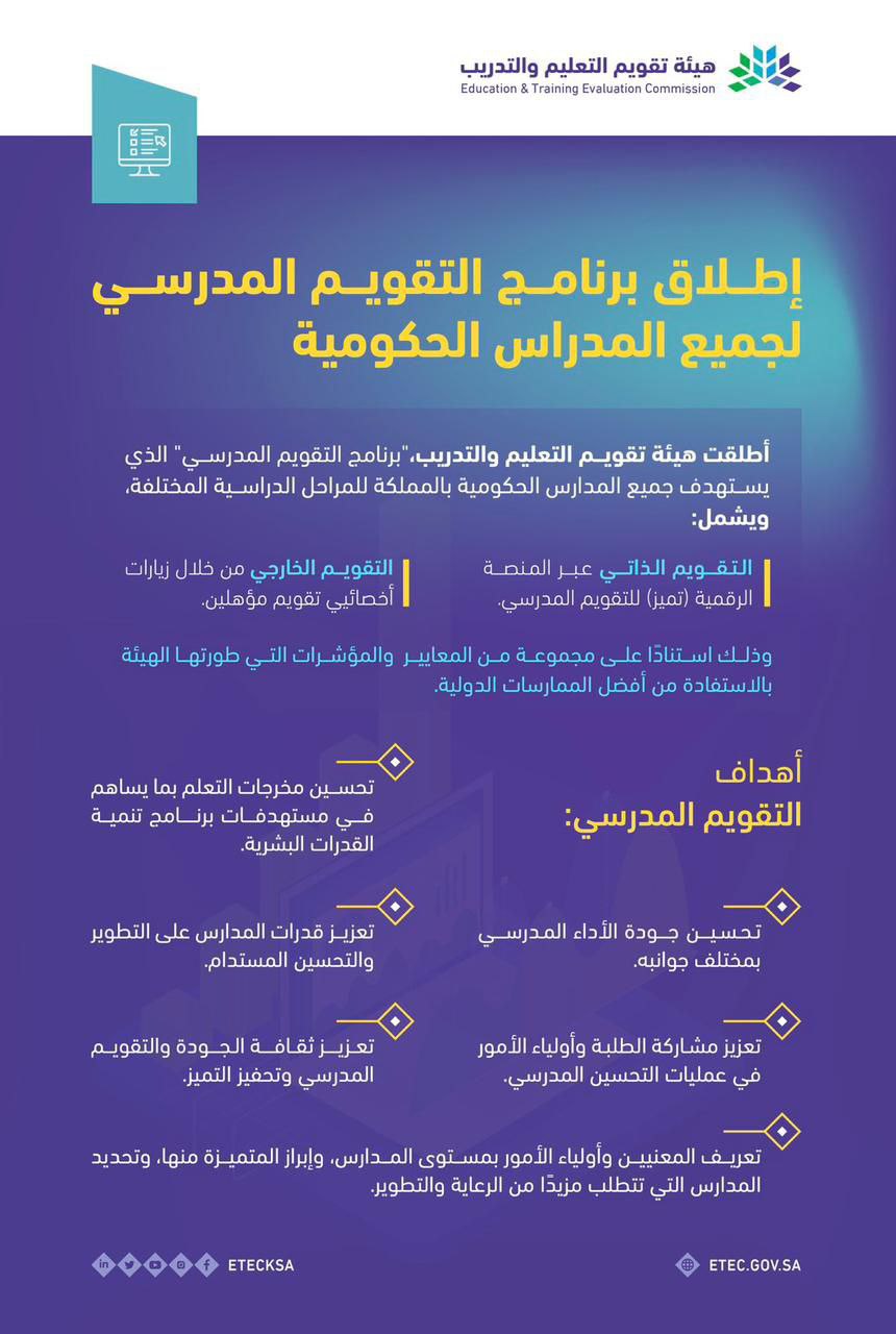 برنامج التقويم المدرسي لجميع المدراس الحكومية في المملكة العربية السعودية